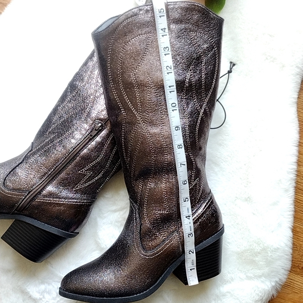 Women's Country Western Boots Festival Metallic Boots Stacked Heel | Size 7.5 - Picture 11 of 17